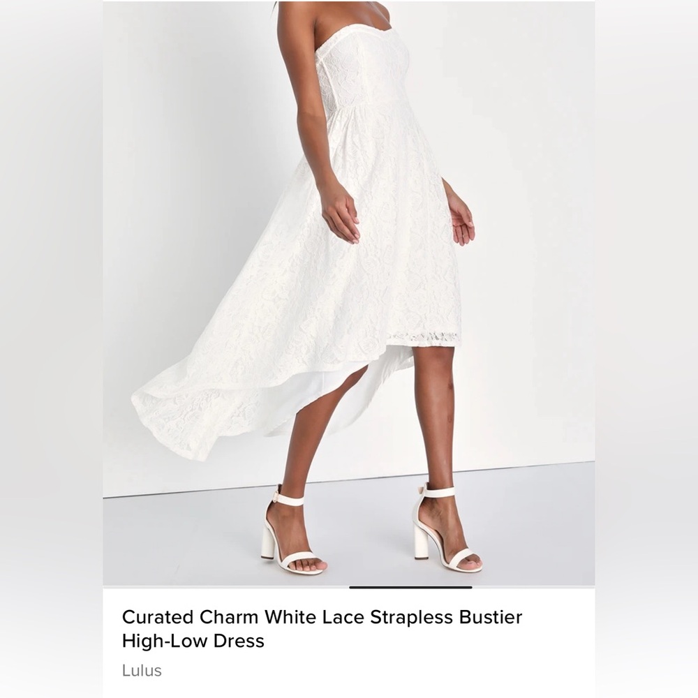 Lulu’s Curated Charm white lace bustier high-low dress - NWT - small
